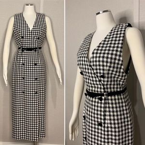 Vintage 90s Maggy London houndstooth print sheath dress